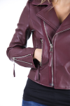  Women's burgundy leather jacket 