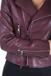 Veste femme en cuir bordeaux femme