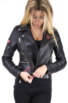  Women's black leather jacket