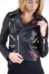 Veste femme en cuir noir