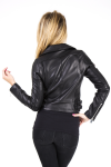  Women's black leather jacket